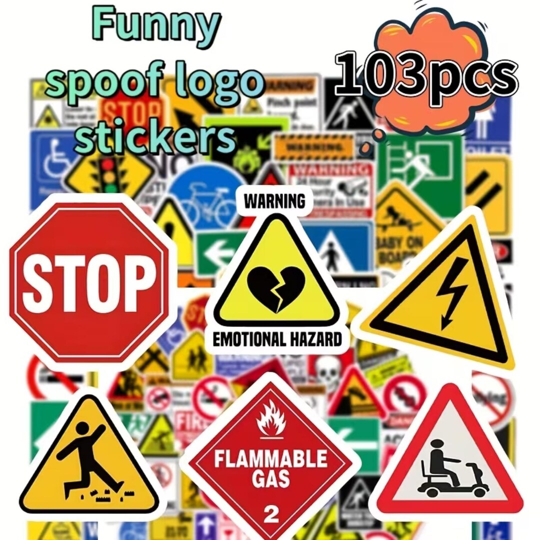 Humorous Osha Sticker 103pcs Spoof Warning Sign Stickers | Humorous Safety Decals for Laptops ...