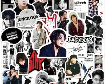 50pcs Jungkook Stickers Pack | Jeon Jungkook BTS Photo Decals | Kpop Army Fan Gift | Laptop Phone Case Planner Journal Scrapbook Sticker