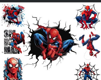 スパイダーヒーローPNGバンドル｜スーパーヒーロークリップアートパック｜コミックスタイルのアクショングラフィック｜ウェブヒーローデザイン｜PNG即時ダウンロード