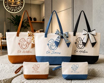 Custom Veterinarian Tote Bag Gift, Vet School Graduation Gift Bag, Vet Clinic Work Bag, Vet Assistant Bag, Personalized Future Vet Tech Bag