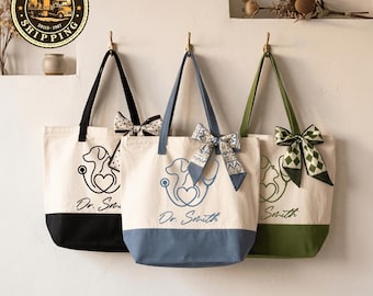 Custom Veterinarian Tote Bag Gift, Vet School Graduation Gift Bag, Vet Clinic Work Bag, Vet Assistant Bag, Personalized Future Vet Tech Bag