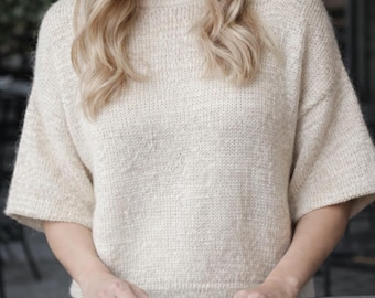 Knit T Shirt Pattern PDF Women Summer Top Short Sleeve Minimal Lightweight Pullover