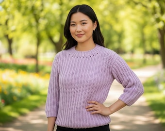 Bulky Crochet Sweater Pattern PDF – Easy Textured Sweater, Cozy Winter Pullover XS 5XL