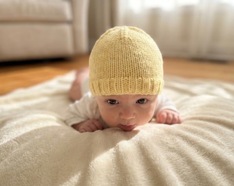 Knit Baby Hat Pattern Ribbed Beanie Newborn Infant PDF