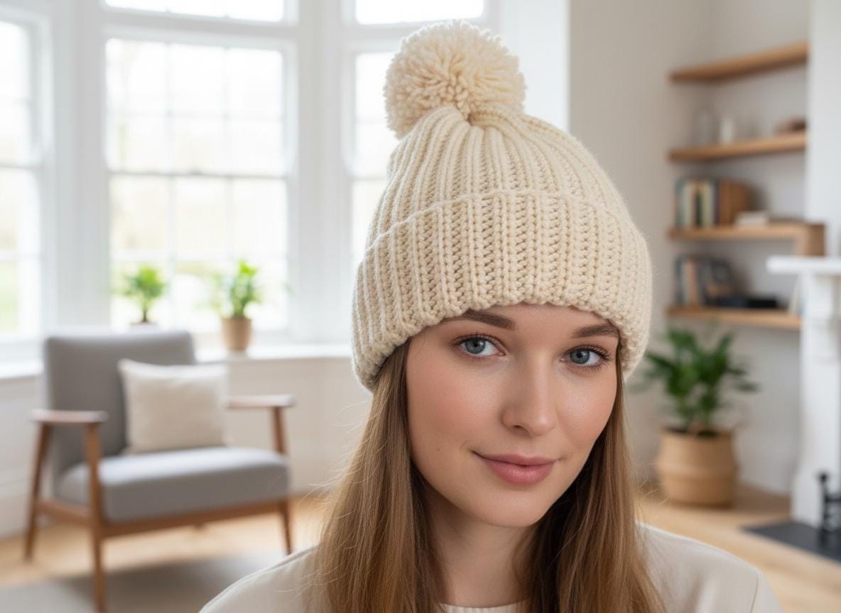 Crochet Beanie Hat Pattern PDF Colorful Stripe Hat Pompom Easy Winter ...