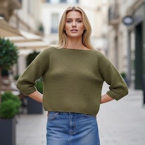 Crochet Sweater Pattern PDF Women Basic Pullover Minimalist Cozy Top Easy Design