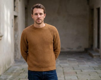 Knit Raglan Sweater Pattern PDF, Half Fisherman Rib Pullover
