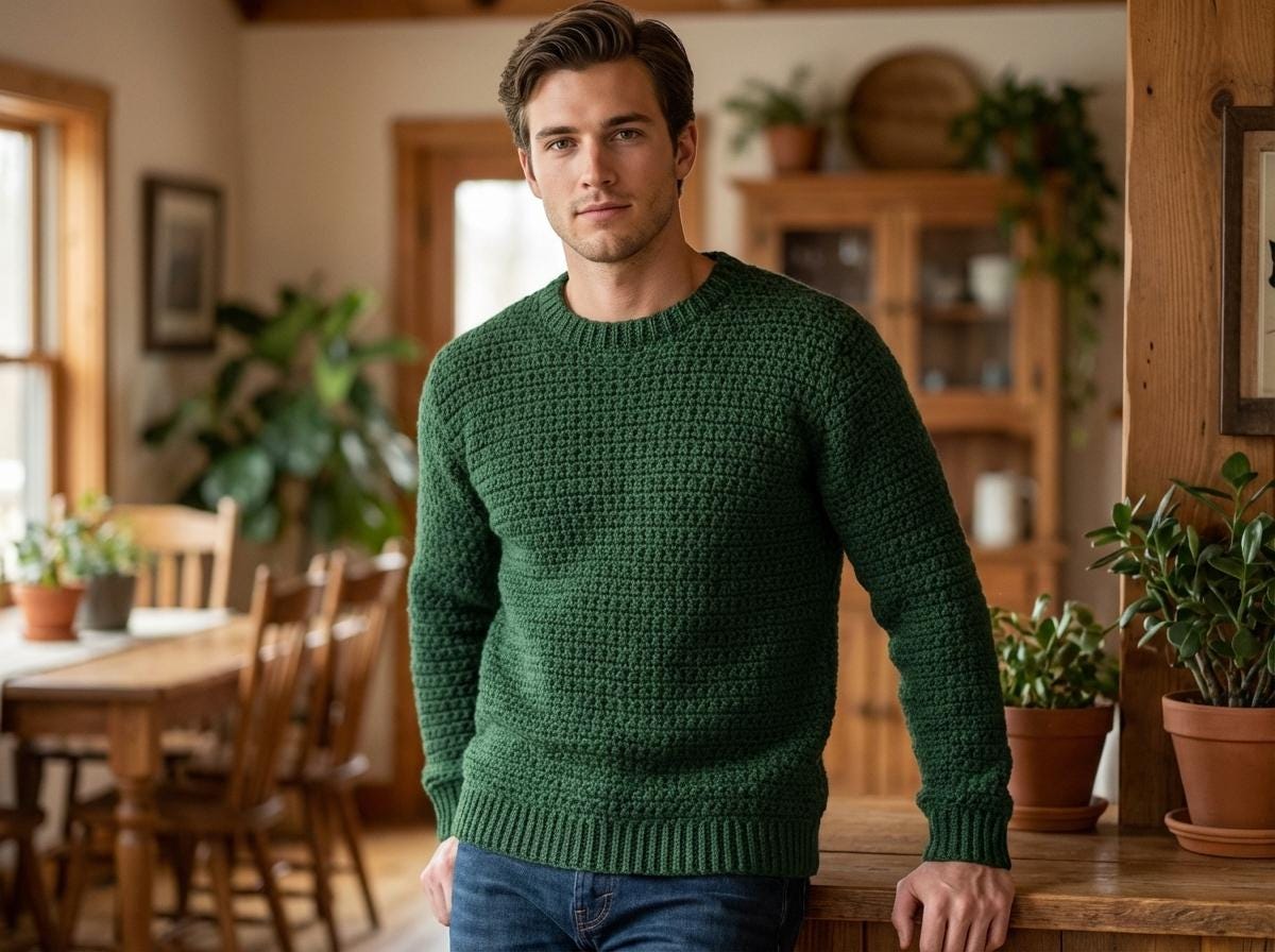 39 Crochet Sweater Patterns for Men You Can Wear Year After Year 6 Crochet Mens Sweater