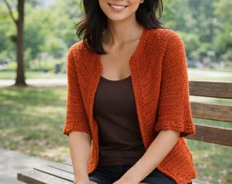 Crochet Cape Sleeve Cardigan Pattern PDF Women Lightweight Open Front Easy Top