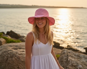 Crochet Sun Hat Pattern PDF, Easy Summer Hat Beginner Beach