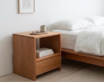 Handmade Solid Wood Nighstand with Drawer