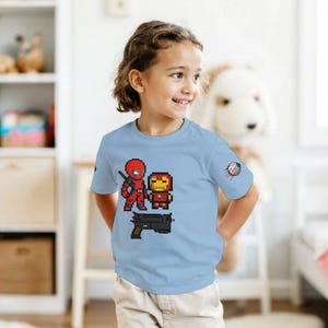 Iron Man and Deadpool Kids T-Shirt | Iron Man and Deadpool Fan Shirt | Boys and Girls Casual Tee | Birthday Gift for Superhero Lovers image 15