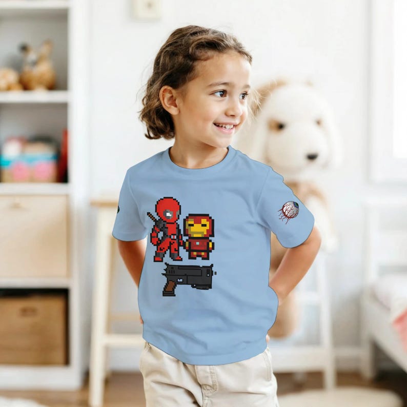 Iron Man and Deadpool Kids T-Shirt | Iron Man and Deadpool Fan Shirt | Boys and Girls Casual Tee | Birthday Gift for Superhero Lovers image 15