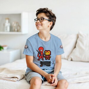 Iron Man and Deadpool Kids T-Shirt | Iron Man and Deadpool Fan Shirt | Boys and Girls Casual Tee | Birthday Gift for Superhero Lovers image 2