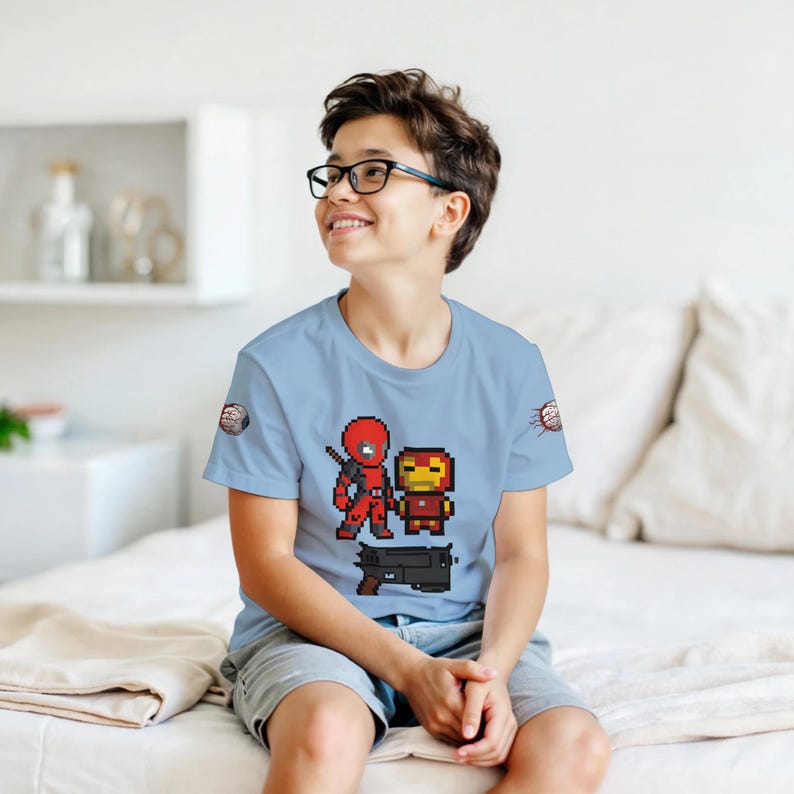 Iron Man and Deadpool Kids T-Shirt | Iron Man and Deadpool Fan Shirt | Boys and Girls Casual Tee | Birthday Gift for Superhero Lovers image 2