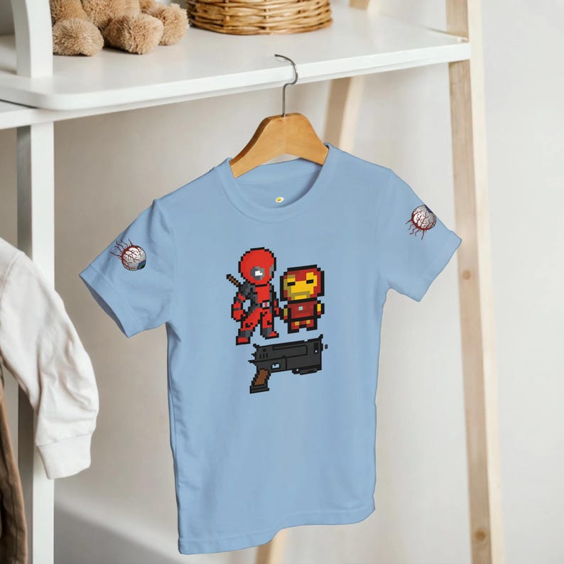 Iron Man and Deadpool Kids T-Shirt | Iron Man and Deadpool Fan Shirt | Boys and Girls Casual Tee | Birthday Gift for Superhero Lovers image 4