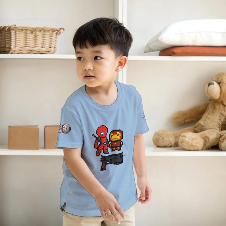 Iron Man and Deadpool Kids T-Shirt | Iron Man and Deadpool Fan Shirt | Boys and Girls Casual Tee | Birthday Gift for Superhero Lovers image 10