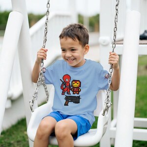 Iron Man and Deadpool Kids T-Shirt | Iron Man and Deadpool Fan Shirt | Boys and Girls Casual Tee | Birthday Gift for Superhero Lovers image 13