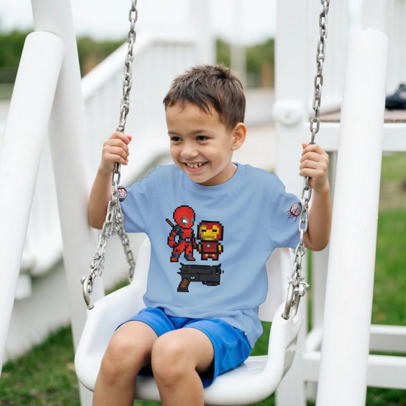 Iron Man and Deadpool Kids T-Shirt | Iron Man and Deadpool Fan Shirt | Boys and Girls Casual Tee | Birthday Gift for Superhero Lovers image 13