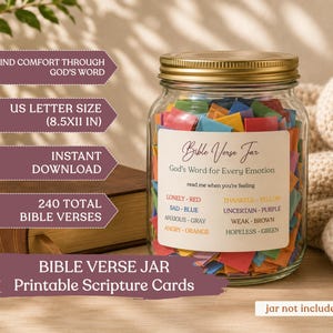 Christian Bible Verses Jar for Feelings and Emotions, Color Coded Printable Scripture Cards, Digital Religious Print Outs, Instant Download