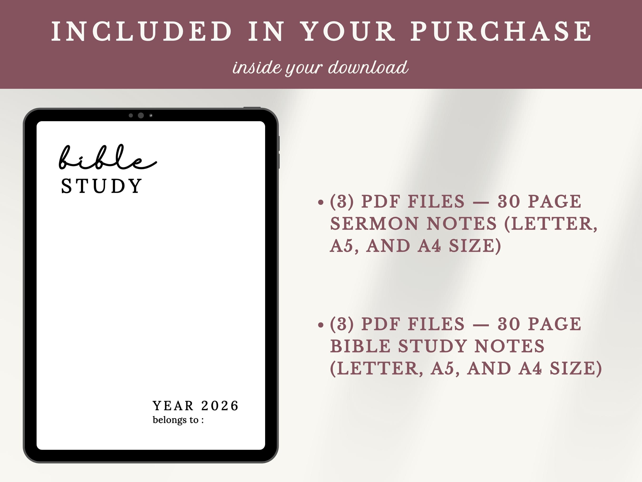 Printable Bible Study Journal Template Guide and Sermon Notes Instant ...