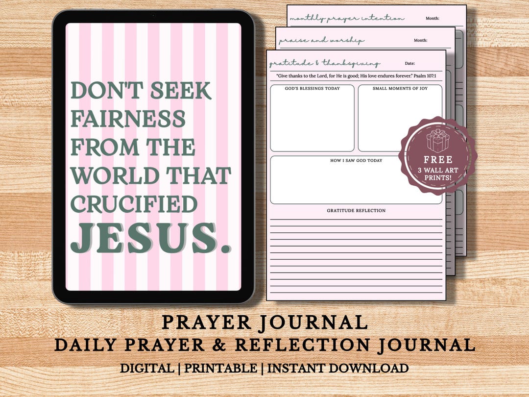 Christian Prayer Journal Printable Gift for Women, 60 Pages Bible Study ...