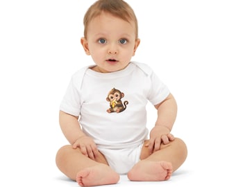 Body de bebé con diseño de mono Banana Buddy / Lindo body de dibujos animados para bebé