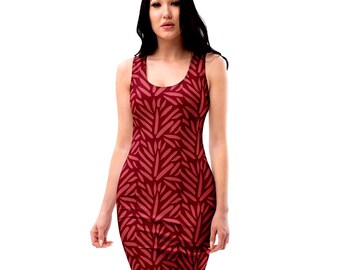 Vestido ajustado con estampado integral – Tejido elástico de microfibra