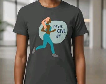 Camiseta gráfica "Nunca te rindas al correr" / Camiseta de fitness motivacional de estilo vintage