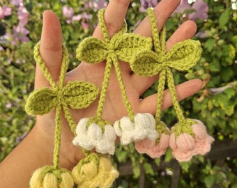 Porte-clés fleur au crochet fait main – Porte-clés fleuri – Accessoire sac – Idée cadeau