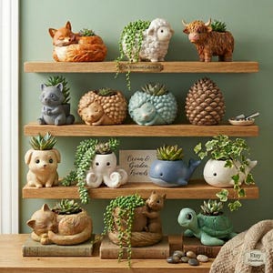 Animal Planter STL Bundle | 3D Printable Cute Succulent Pot Set Instant Download