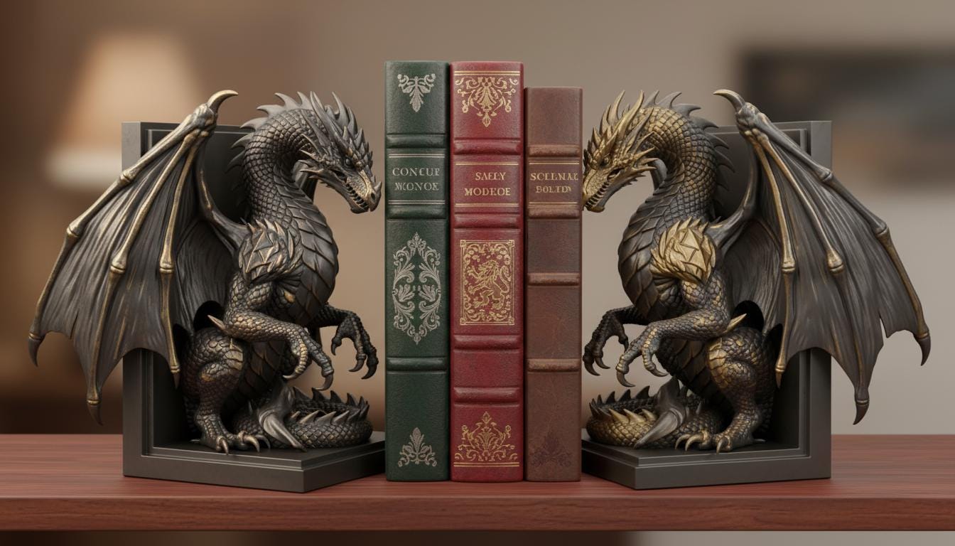 Dragon Bookend STL | 3D Printable Gothic Fantasy Dragon Bookends ...