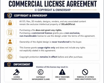Licencia comercial para impresiones 3D / Venta de artículos físicos (Descarga digital)