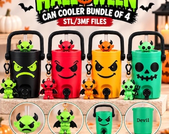 Halloween Devil Can Cooler Bundle of 4 | 3D Printable STL/3MF Files (4 Designs)