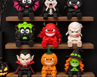Halloween Flexi Shelf Sitter Bundle of STL + 3MF | 3D Printable Characters