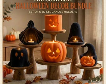 Halloween Tealight Holder STL Bundle | 3D Printable Ghost Pumpkin Candle Set Download