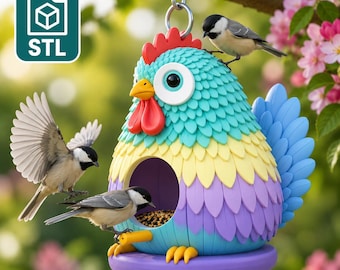 Paquete de archivos STL de casitas para pájaros / Conjunto de casitas colgantes coloridas para imprimir en 3D / Regalo para el jardín