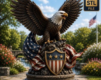 Archivo STL de águila calva patriótica del 250 aniversario de EE. UU. / Estatua de águila americana imprimible en 3D (descarga instantánea)