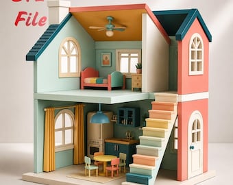 Archivo STL de casa de muñecas / Casa de muñecas realista imprimible en 3D / Decoración de casa en miniatura y regalo de coleccionista