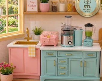 Dollhouse Kitchen STL Bundle | 3D Printable Miniature Counter Sink Blender Set Download