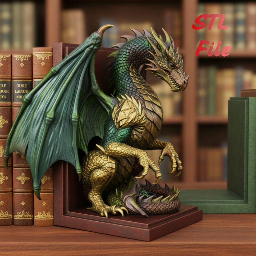Dragon Bookend STL | 3D Printable Gothic Fantasy Dragon Bookends ...