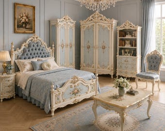 Baroque Dollhouse Furniture STL Bundle | 8 Piece Bedroom Dining Set 3D Printable