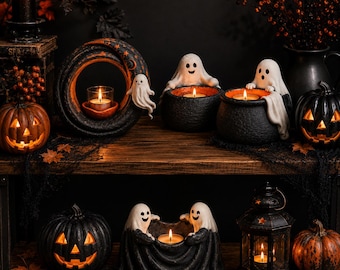 Ghost Candle Holder STL Bundle | 3D Printable Halloween Candle Holders Instant Download