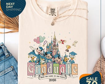 Comfort Colors® Vintage Mickey & Friends Graduate 2026 Boxy Tee | From the Tassel to the Castle Cropped Shirt | WDW Disneyland Grad Trip
