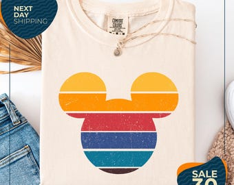 Comfort Colors® Retro Sunset Mickey Shirt | Colorful Mickey T-Shirt | Magic Kingdom Shirt | Matching Family Travel Shirt | Disneyland