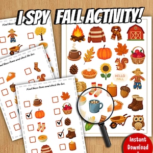 Gioco "Trova l'oggetto" autunnale / Attività stagionale / Scuola dell'infanzia e scuola primaria / Download PDF A4