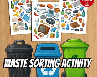 Actividad de clasificación de residuos / Juego imprimible Montessori para el Día de la Tierra (Descarga en PDF)