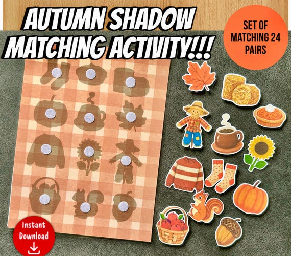 Fall Shadow Matching Activity | Kindergarten and Preschool | PDF download A4