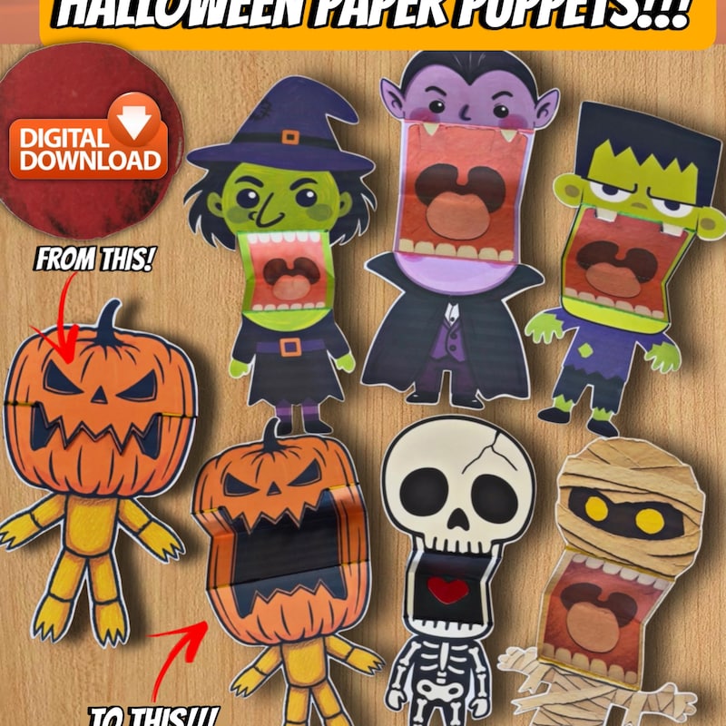 Halloween Paper Puppets - Etsy