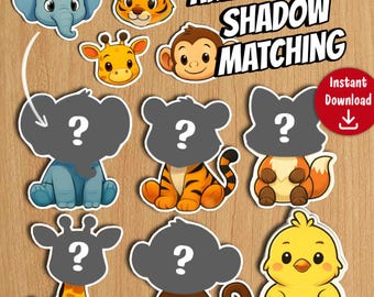 Animal Head Shadow Matching Game | Preschool Visual Discrimination Activity (PDF Download)